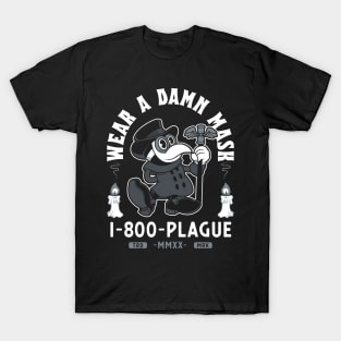 Vintage Cartoon Plague Doctor - Wear a Damn Mask - Macabre T-Shirt